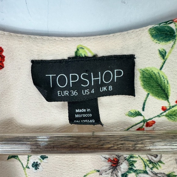 Topshop Floral Button Front Mini Dress Womens 4 Romantic Whimsical Fairy Cottage - Picture 2 of 9